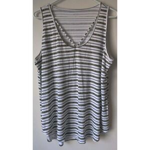 a.n.a. A New Approach Striped Tank Olive/White Cross Strap V-Neck Size XL
